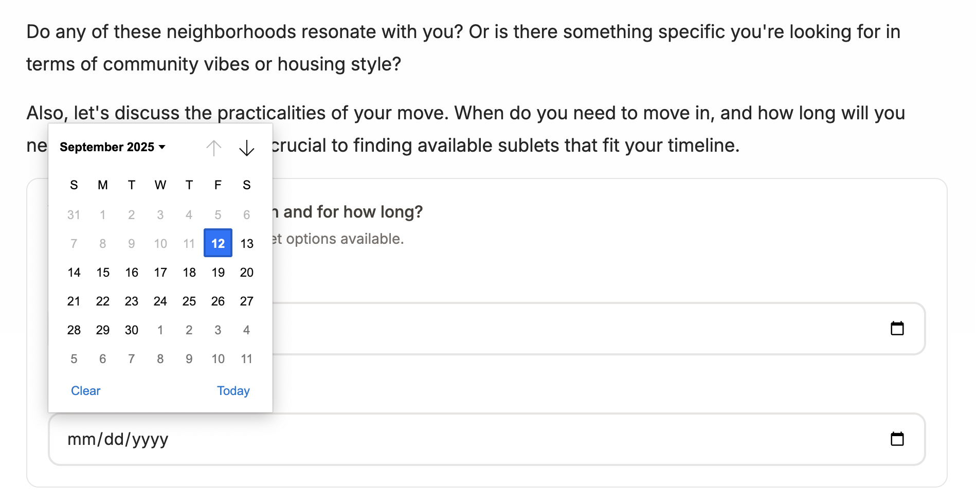 Date time picker example